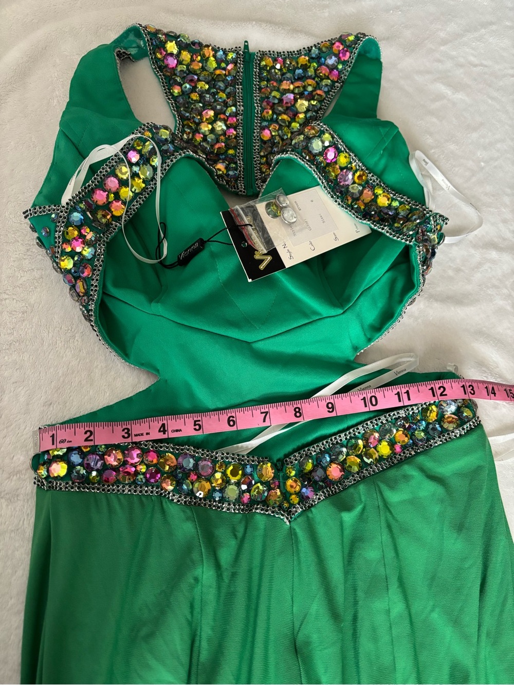 Embellished y2k Vienna Prom emerald gown - Picture 9 of 10
